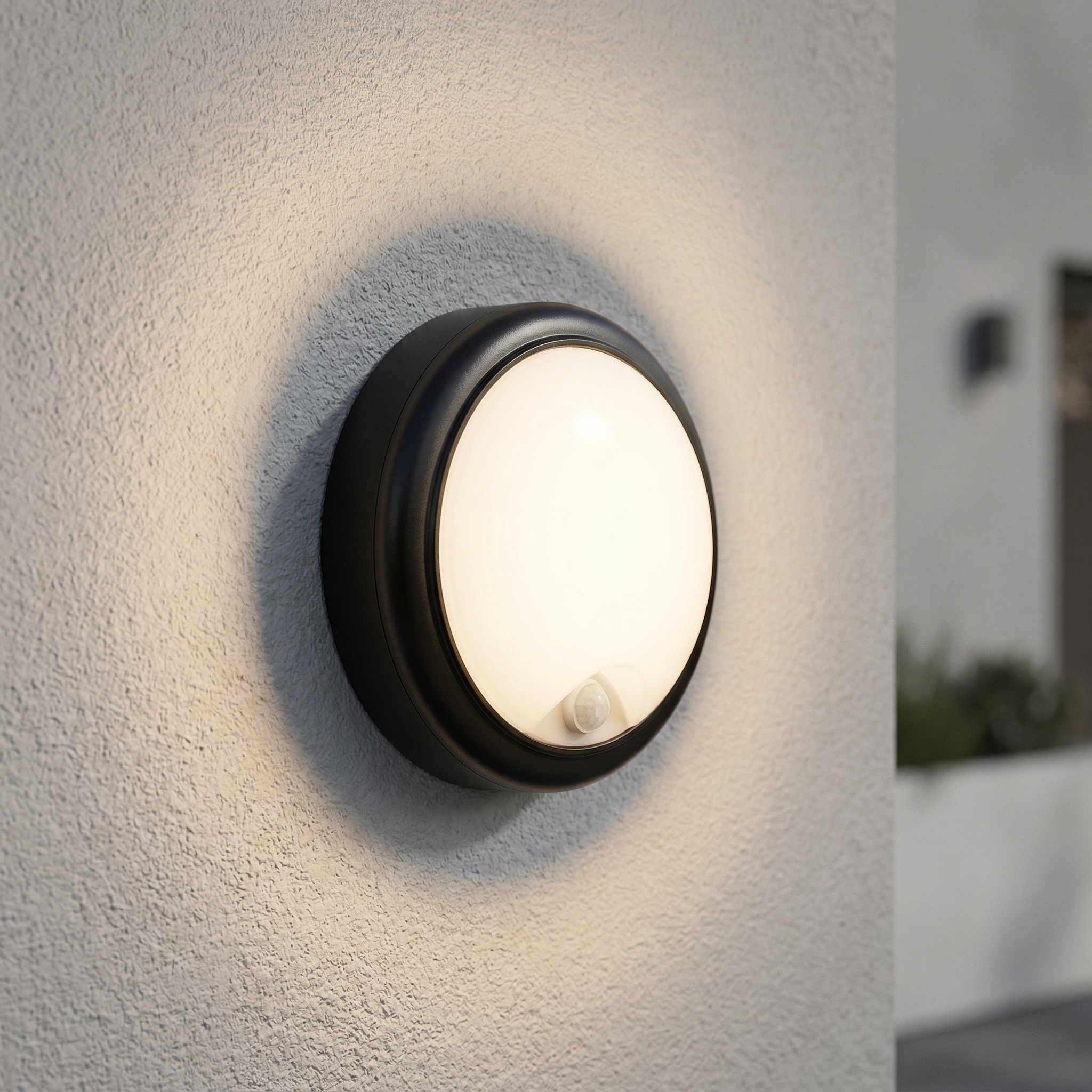 Kinkiet zewnętrzny z czujnikiem Hitura LED 15W Neutralna biel 1350lm czarny wym:18x18x7cm IP54 Rabalux