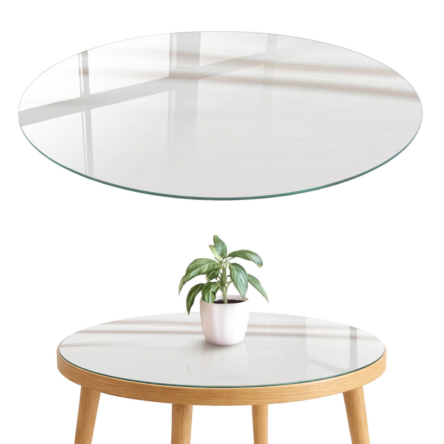 Szklany blat hartowany z wzorem 4 mm - elegancka dekoracja i maskowanie blatu fi70 cm Subtelna tekstura