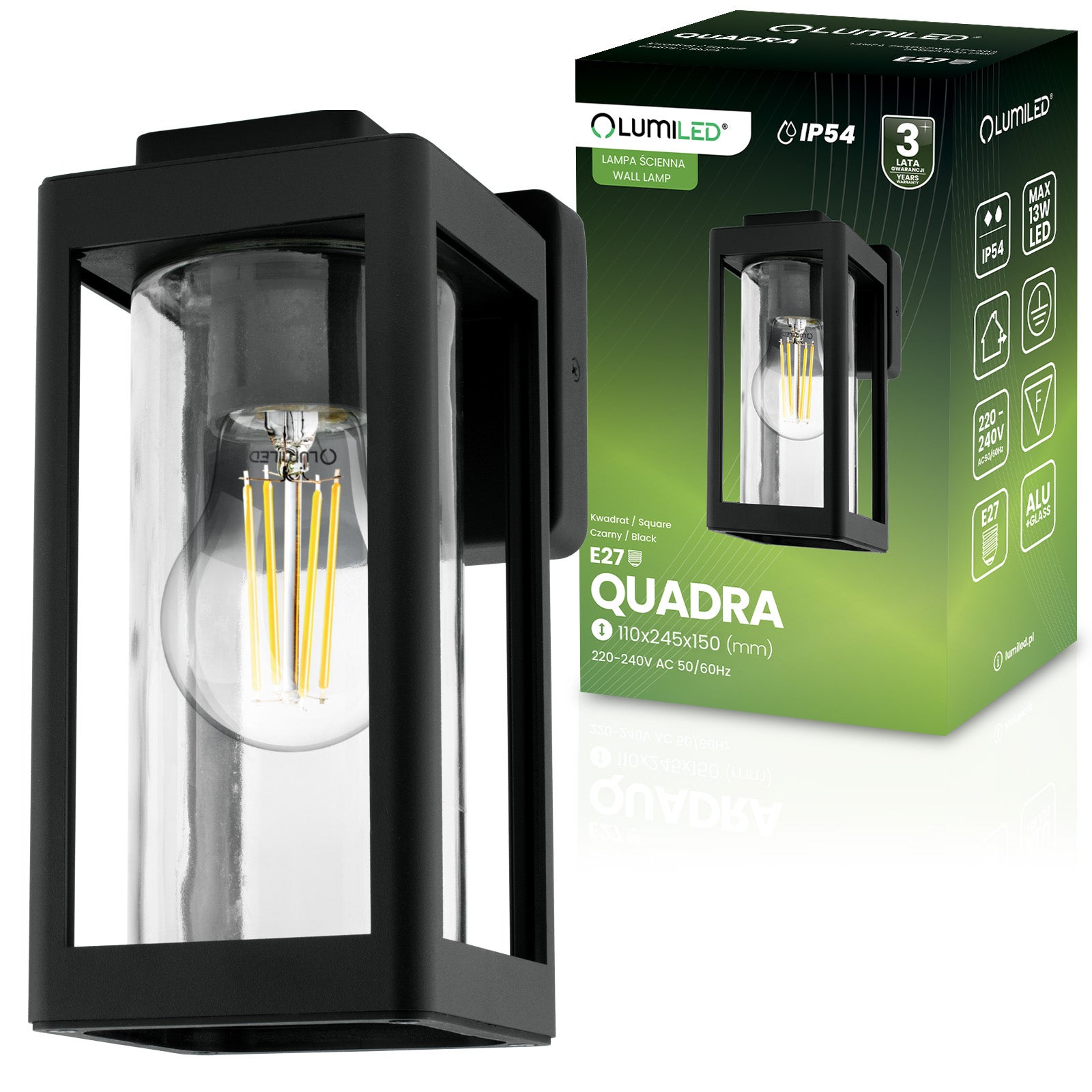 Kinkiet Ogrodowy Lumiled Elewacyjny Zewnętrzny Lampa E27 1 szt.