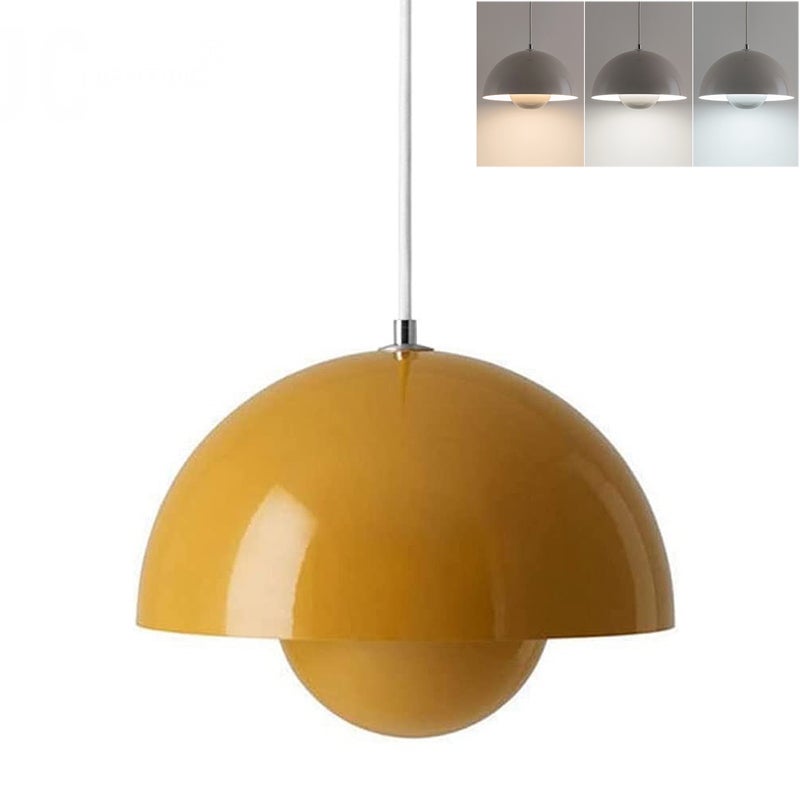 Żyrandol, nowoczesna lampa wisząca, wisząca lampa sufitowa z żarówką, oprawy oświetleniowe do wnętrz, 3 temperatury barwowe, 23 cm (żółty)