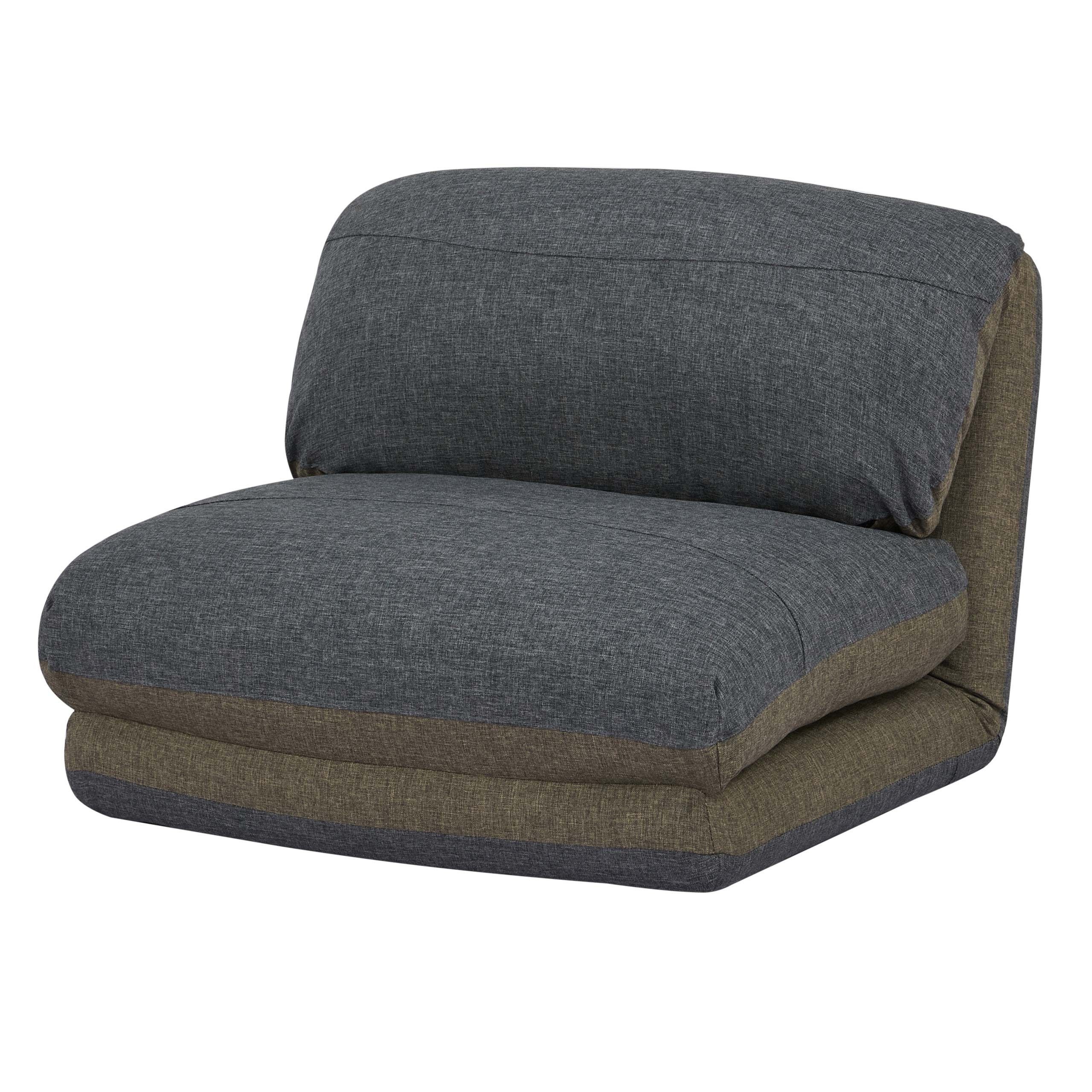 Sofa rozkładana HWC-E68, sofa rozkładana funkcjonalny fotel rozkładany fotel rozkładany, tkanina/tekstylia ~ khaki/ciemnoszary
