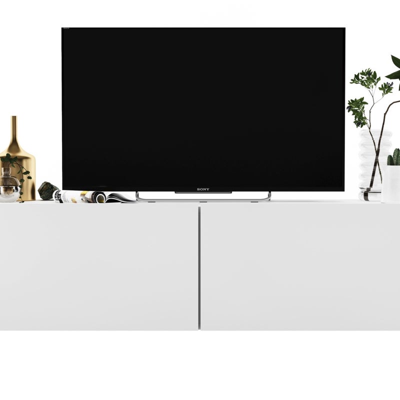 Wisząca szafka RTV 120 cm biały mat, mała komoda pod telewizor do salonu