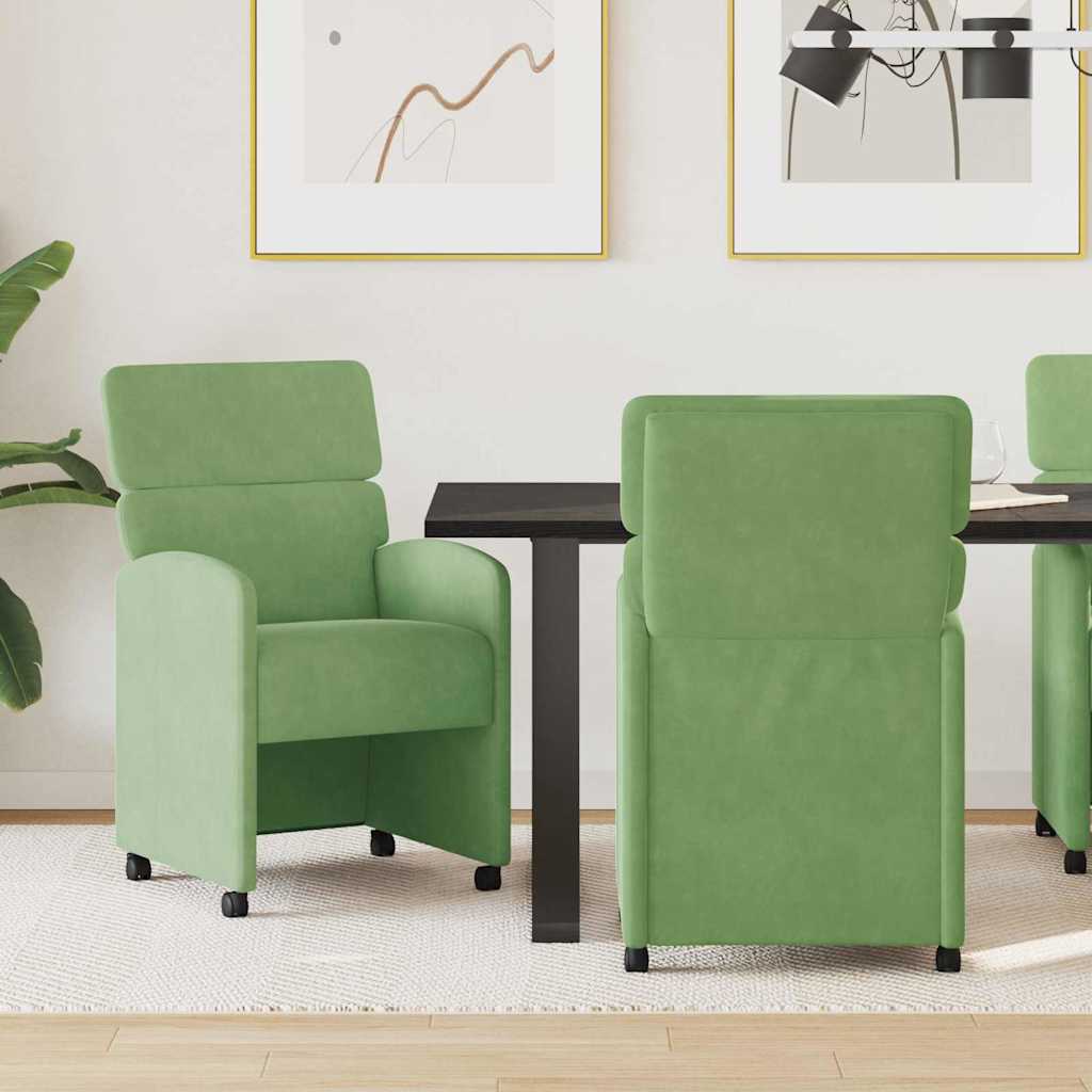 Krzesełka jadalne na kółkach 2 pcs jasnozielony 58 x 65 x 98 cm vidaXL