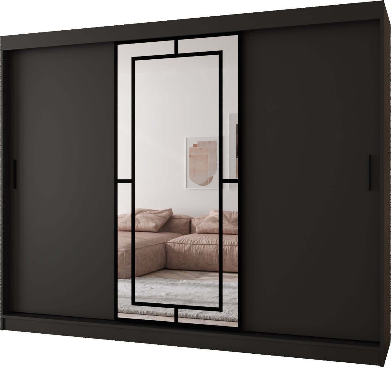 Szafa przesuwna z lustrem MODENA 250 x 62 x 200 czarny + u. czarny