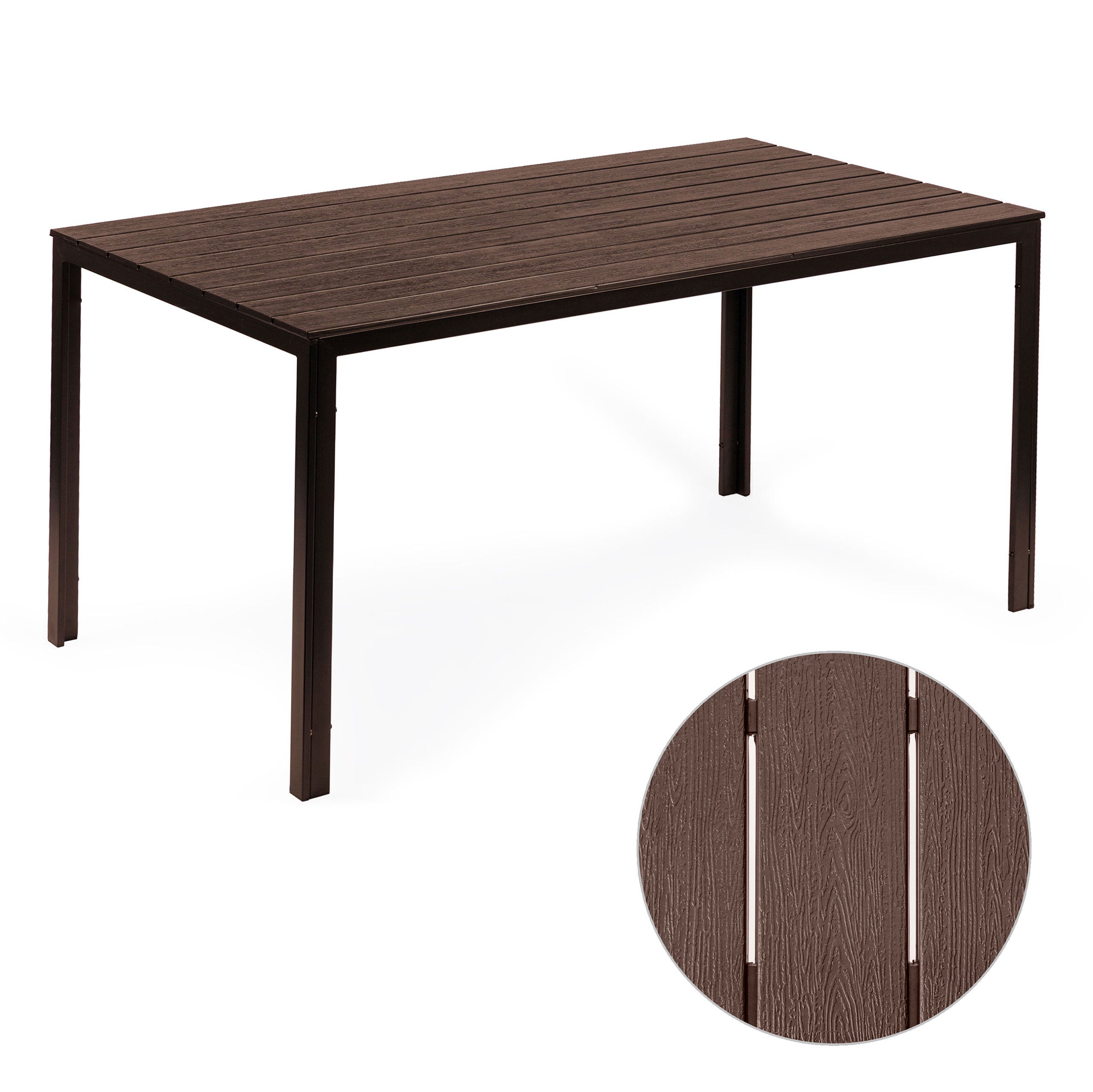 Stół ogrodowy 6-osobowy 156x78 cm polywood meble na taras brązowy MultiGarden