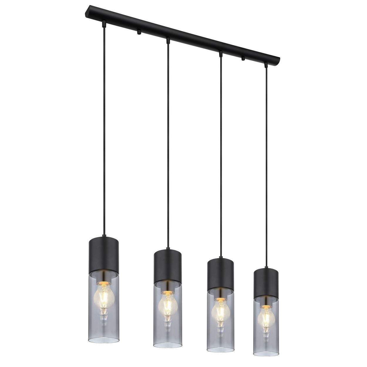 Globo - lampa wisząca - Annika - czarna - szkło dymione - duża lampa stołowa do jadalni - E27 - 21000-4HB