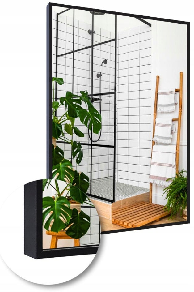 Lustro 80X100 W Czarnej Ramie Aluminiowej Mat Loft Bez Oświetlenia Loftowe