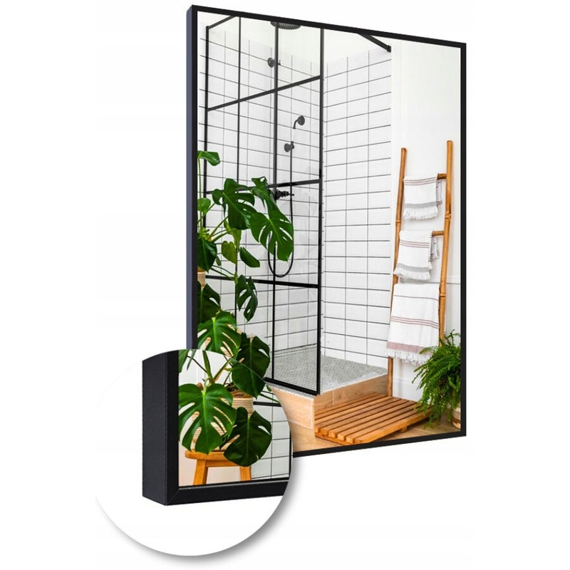 Lustro 80X100 W Czarnej Ramie Aluminiowej Mat Loft Bez Oświetlenia Loftowe