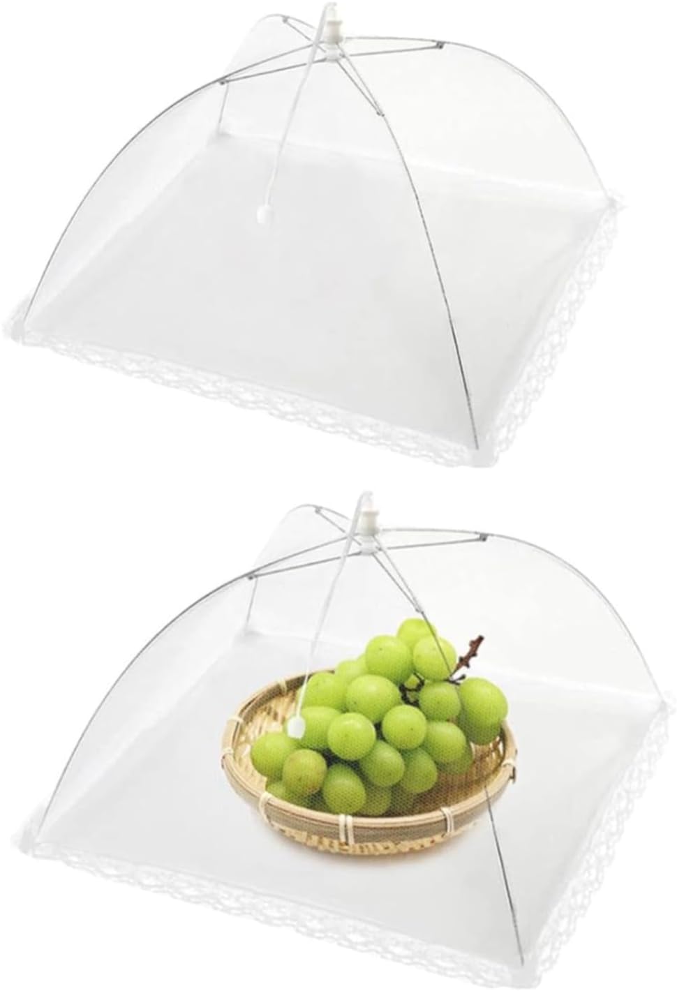 Cloche Alimentaire Pliable,2 Pièces Housses pour Aliments pop-up en Maille Anti-Mouche Couvercle de Nourriture Tente-Parapluie Anti-Insecte Cloche Ant