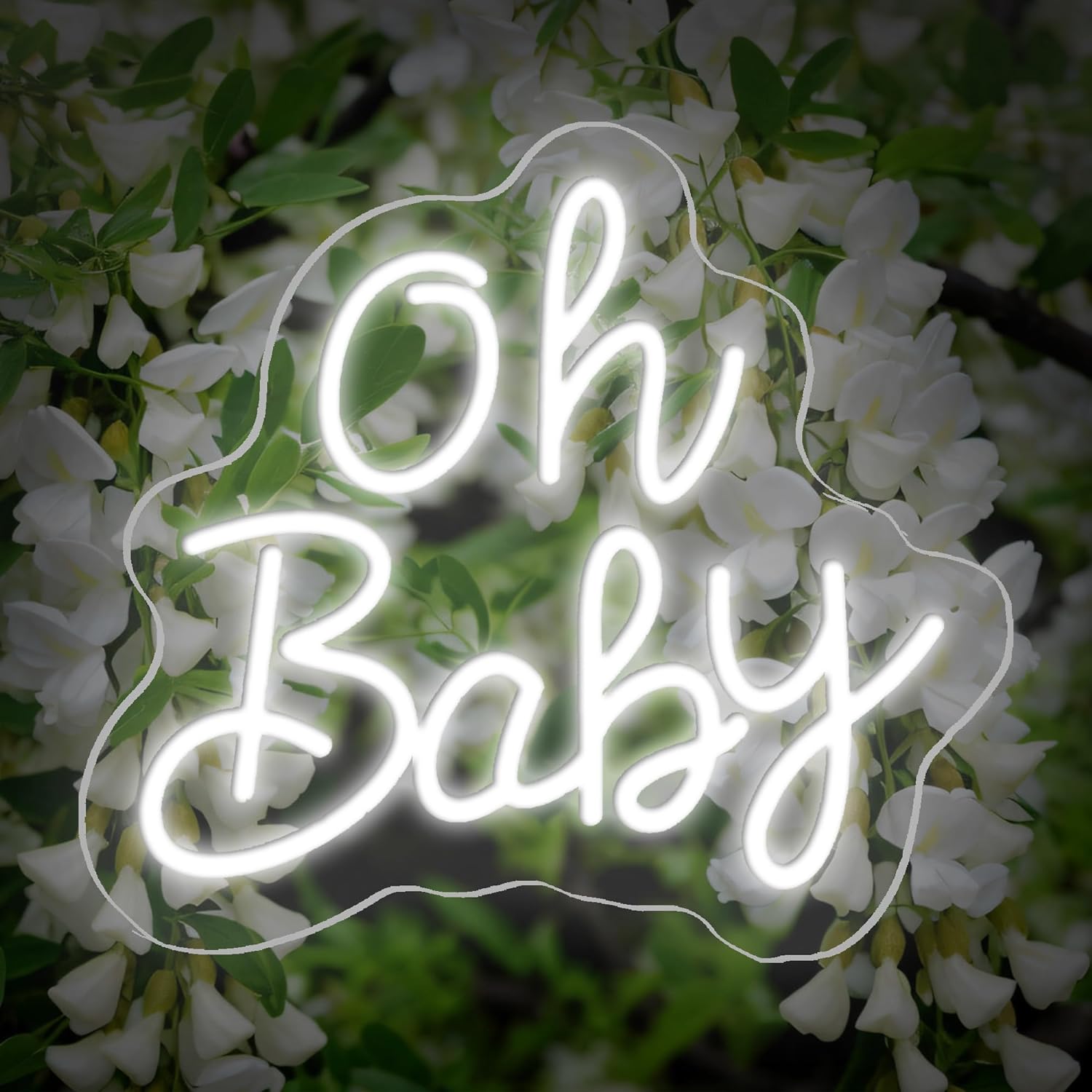 Dekoracja ścienna, neonowy panel Oh Baby na przyjęcie urodzinowe, dekoracja na baby shower, prezent świąteczny (biały, 27,9 x 30,5 cm) (biały)