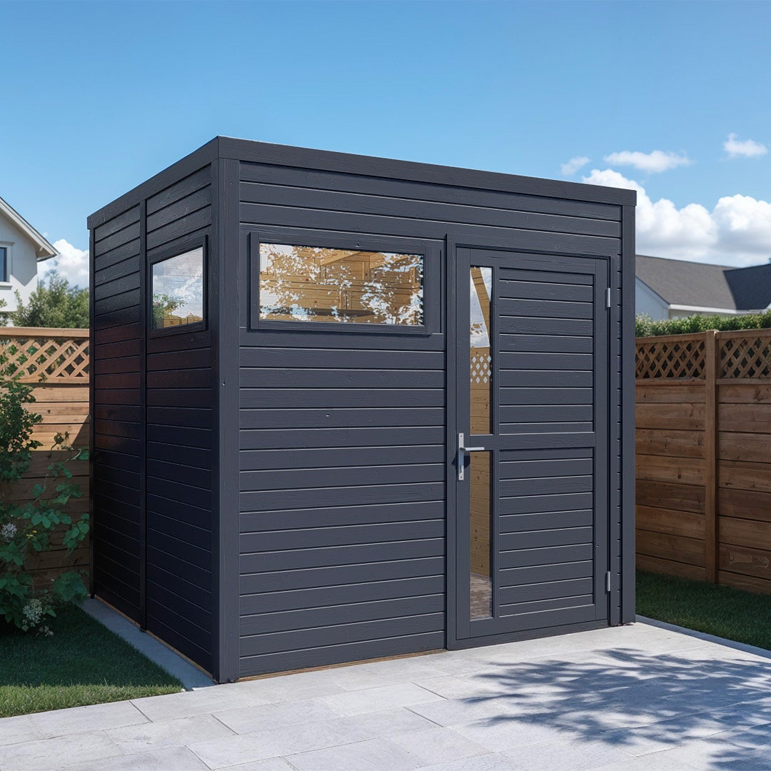 Drewniany domek ogrodowy BERTILO 19 mm Cubus 2 z podłogą 5,1 m² antracytowy