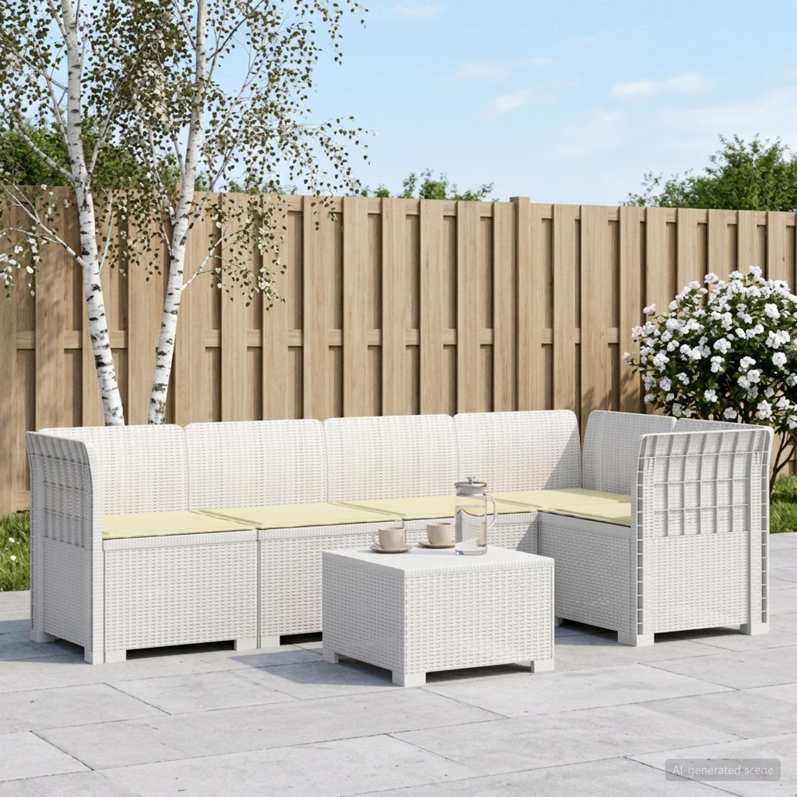 5-osobowa sofa ogrodowa z poduszkami w stylu rattanowym PP vidaXL