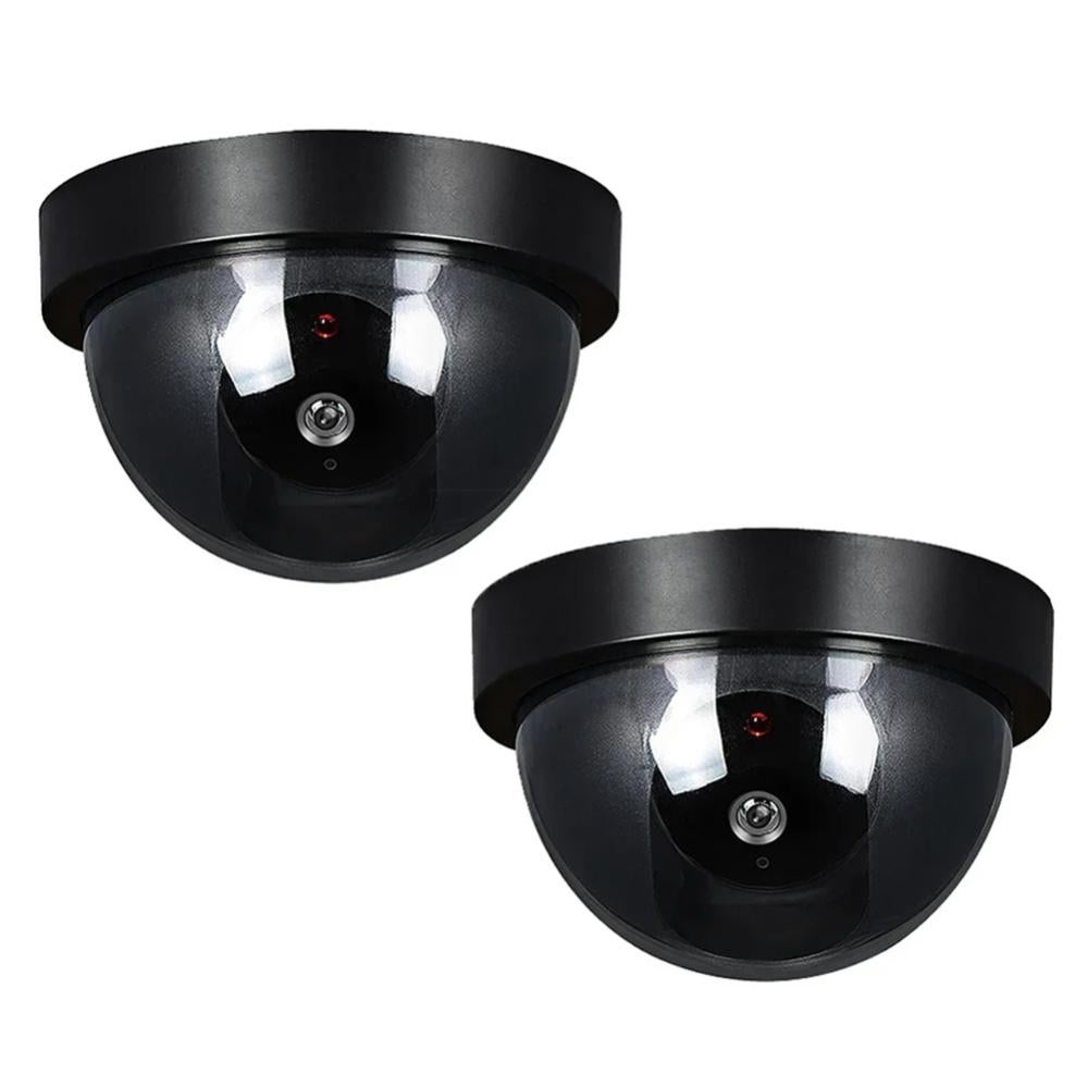 Fałszywa kamera kopułkowa, 2 sztuki, ze światłem, CCTV, kamera bezpieczeństwa, czarna