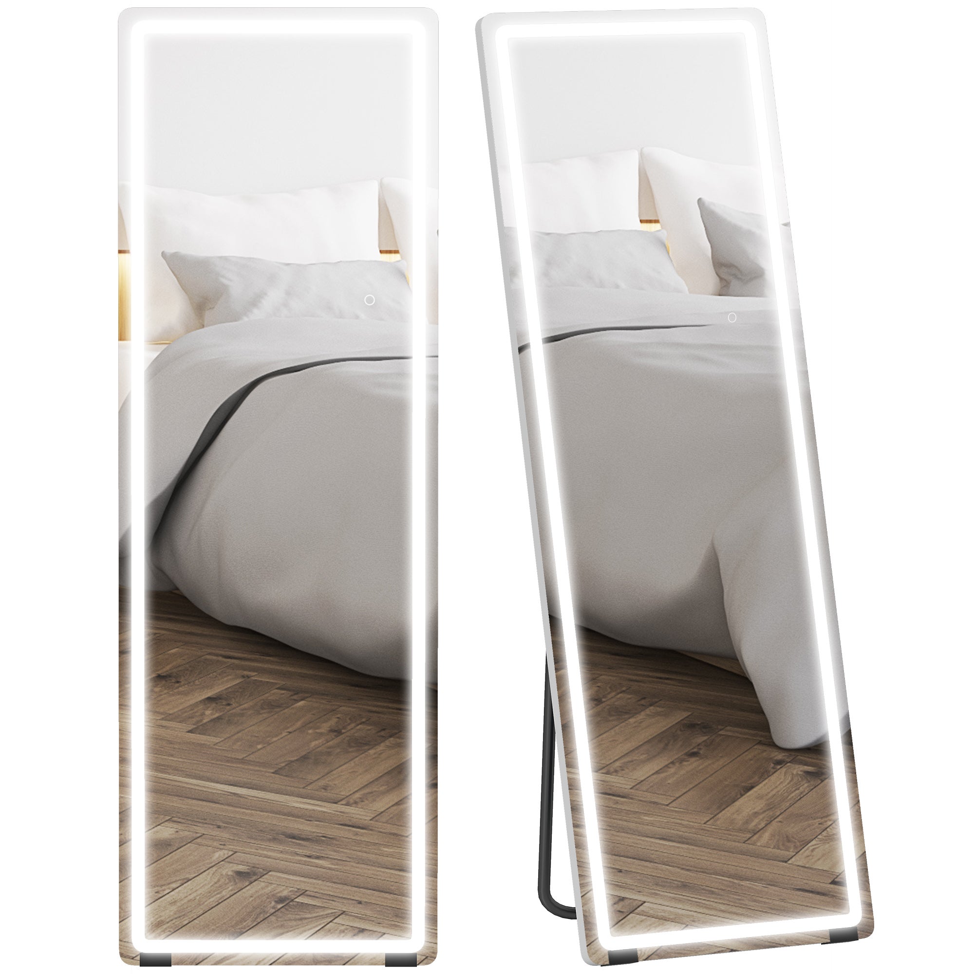 Lustro wolnostojące 150x50 cm, oświetlenie LED, 3 ustawienia temperatury, regulowane
