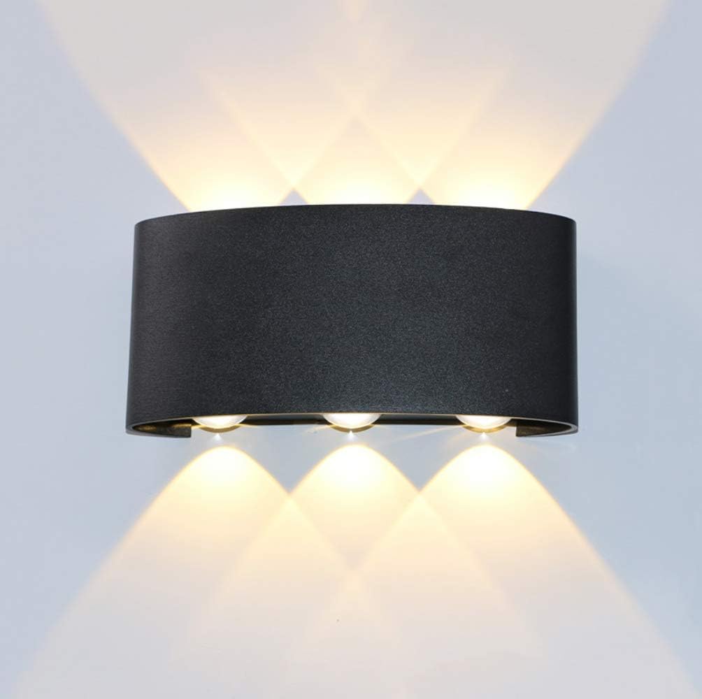 Lampa LED 6W, kinkiet wewnętrzny i zewnętrzny z aluminium, lampa ścienna wodoodporna (6W, ciepła biel)