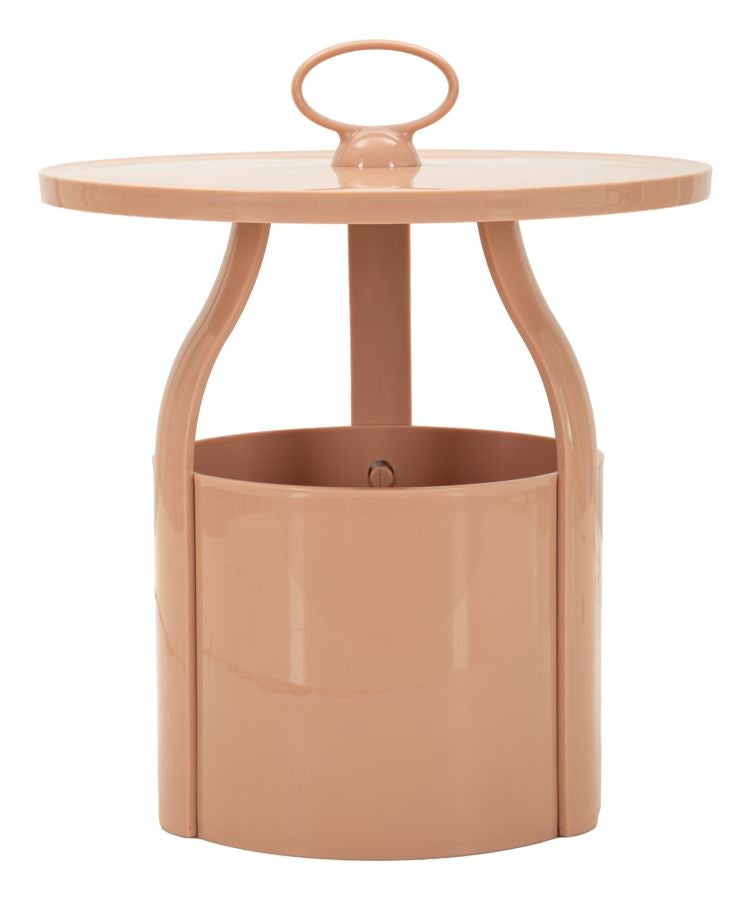 Stolik gazetowy z polipropylenu Iris Pink Ø 44x43 cm – nowoczesny, romantyczny i funkcjonalny stolik pomocniczy – kolekcja Iris