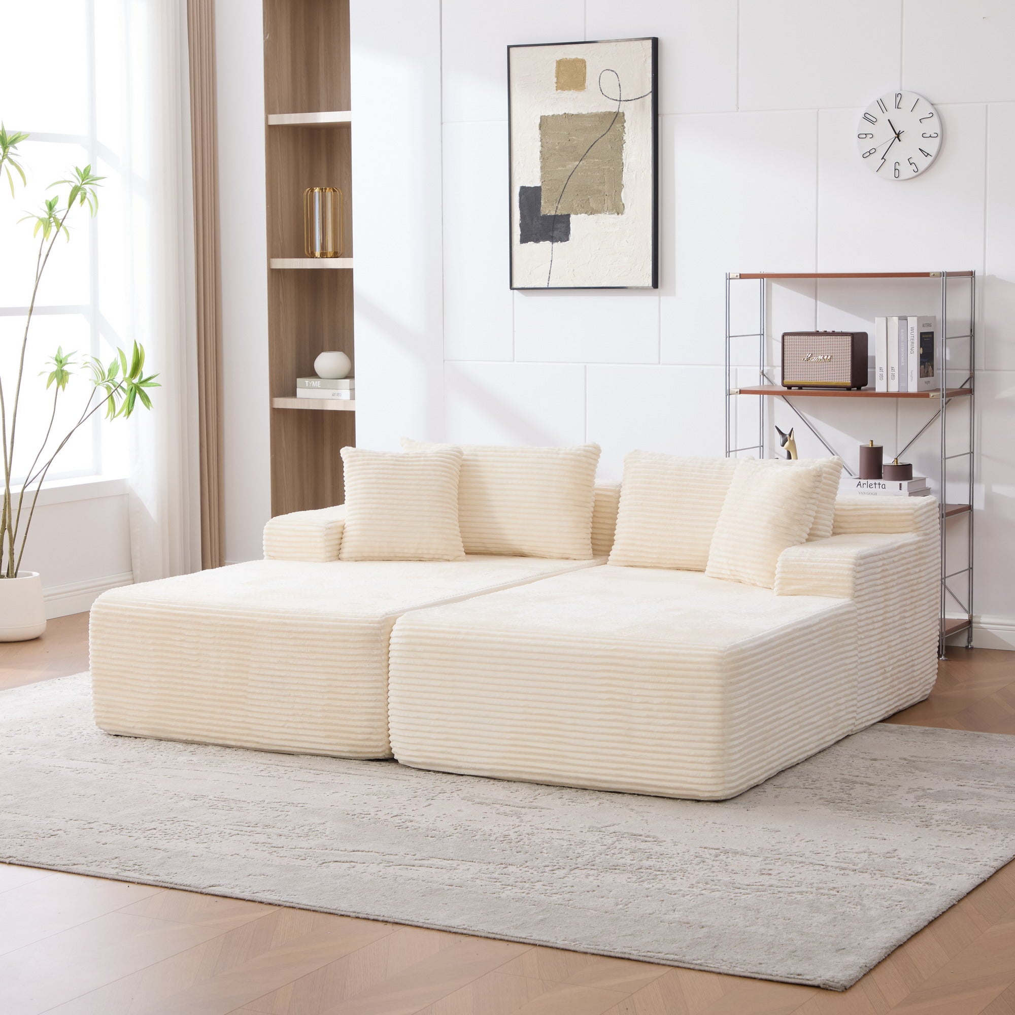 Modułowa sofa kompresyjna wykonana z tkaniny szenilowej wypełniona pianką wysokoelastyczną 30D. Łatwy do przenoszenia i z antypoślizgową podstawą