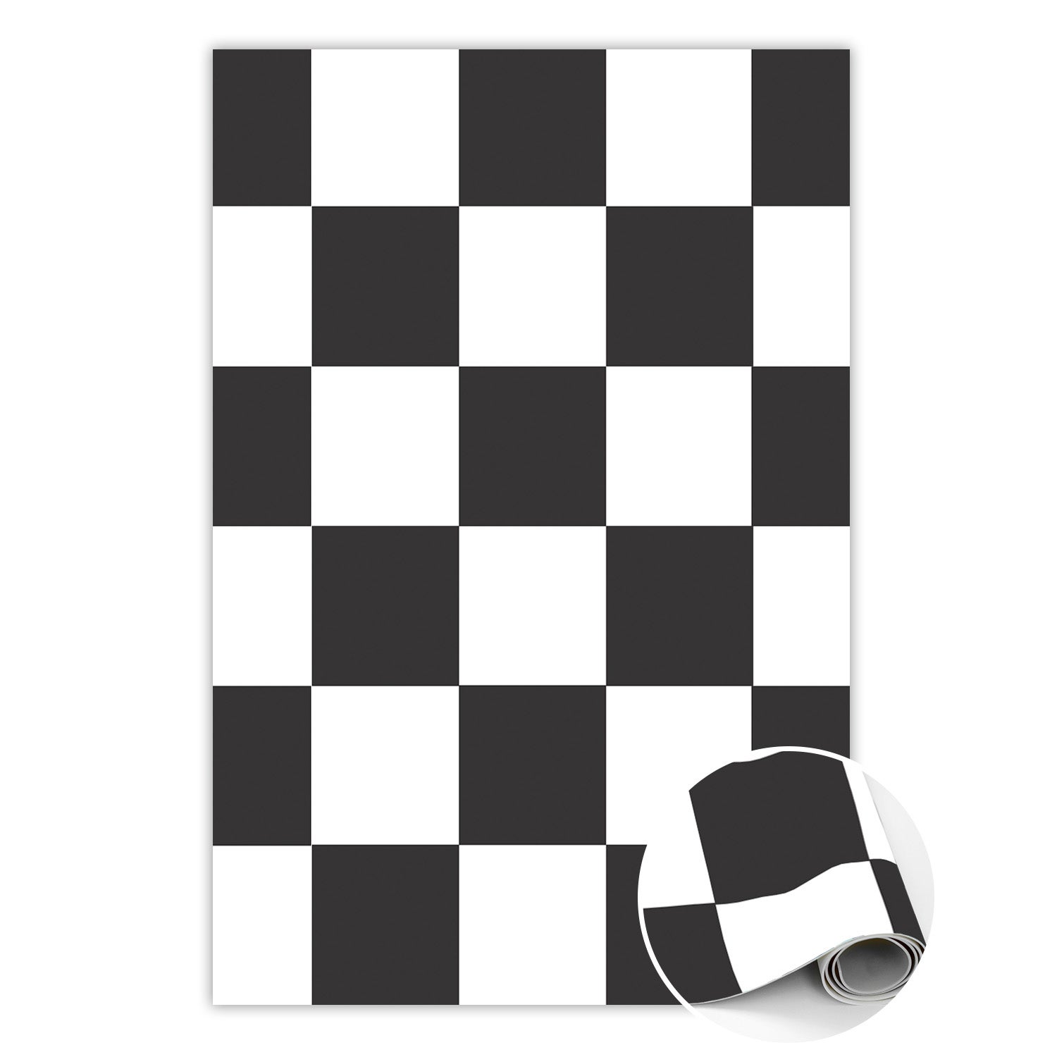 Mata winylowa szachownica kontrast, dywan winylowy do salonu geometryczny 60x90 cm – Tulup