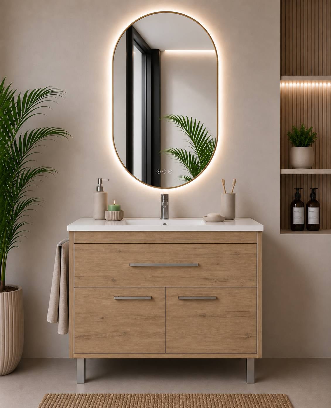 Szafka łazienkowa z umywalką ORIGENBATH BAHIA bez lustra 100x40 cm estepa