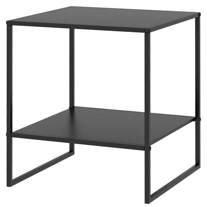Stolik boczny w stylu industrialnym, stolik kawowy, stolik nocny, 1 półka, czarny, stolik kawowy i boczny, czarny, stal, 40 x 40 x 45 cm