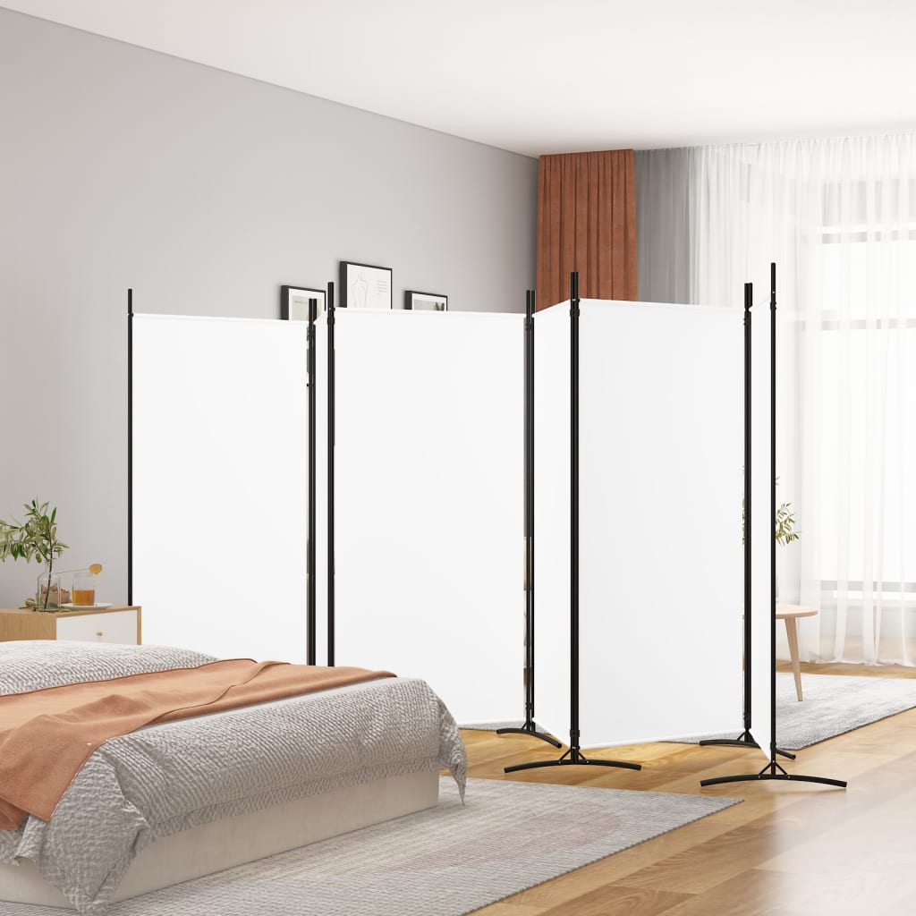 Parawan 6-panelowy, biały, 520x180 cm, tkanina vidaXL