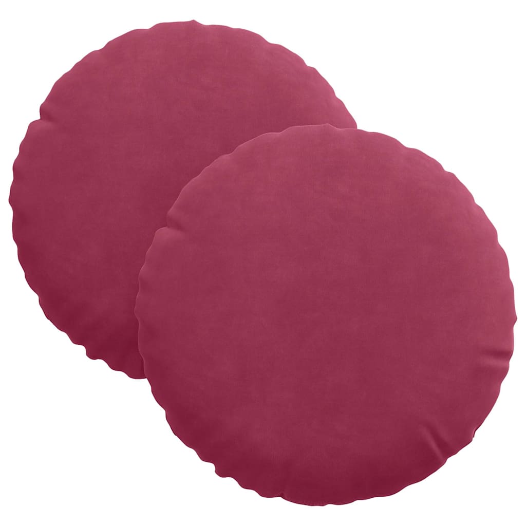 Poduszki na siedziska 2 pcs Czerwone wino Ø30 x 13 cm Aksamit