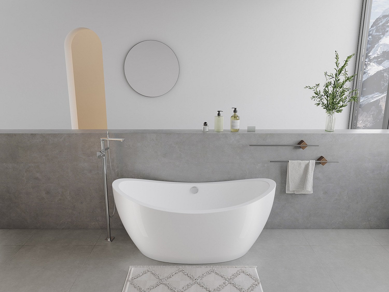 Wanna wolnostojąca designerska biała - 225 l - 170 x 83 x 77 cm - ALDA