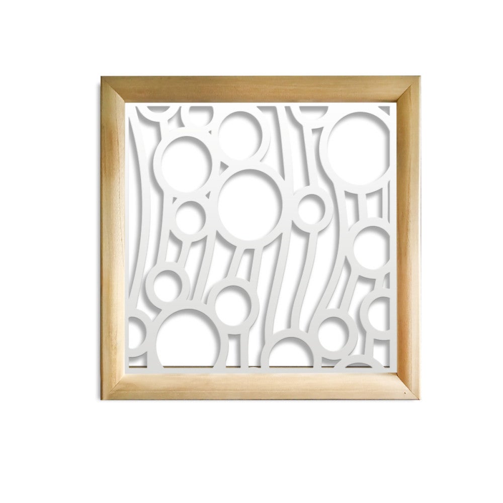 BUBBLES - Kwadratowe moduły dekoracyjne z drewna i PVC - Rozmiar 73x73 cm - Grubość 64 mm - Kolor wewnętrzny BIAŁY