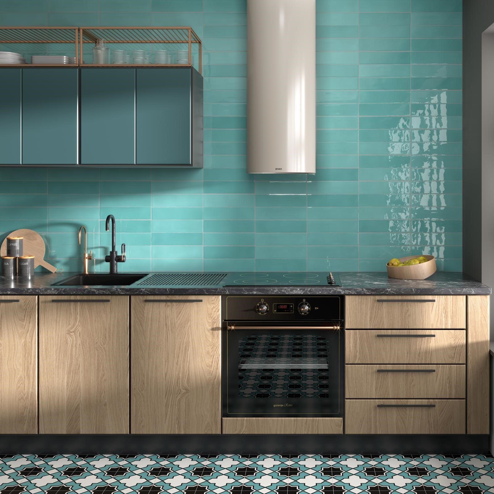 Błyszcząca płytka Premium Altea Aqua 7,5x30 cm – Rzemieślniczy Zielony Wodny