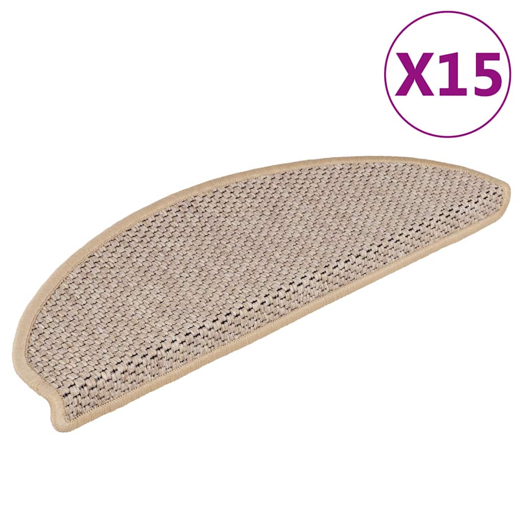 Samoprzylepne nakładki na schody, 15 szt., 65x21x4 cm, beżowe vidaXL
