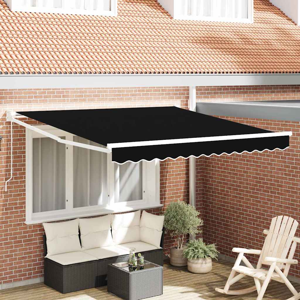 Markiza wysuwana Czarny 350 x 250 cm 100% Poliester i Aluminium vidaXL
