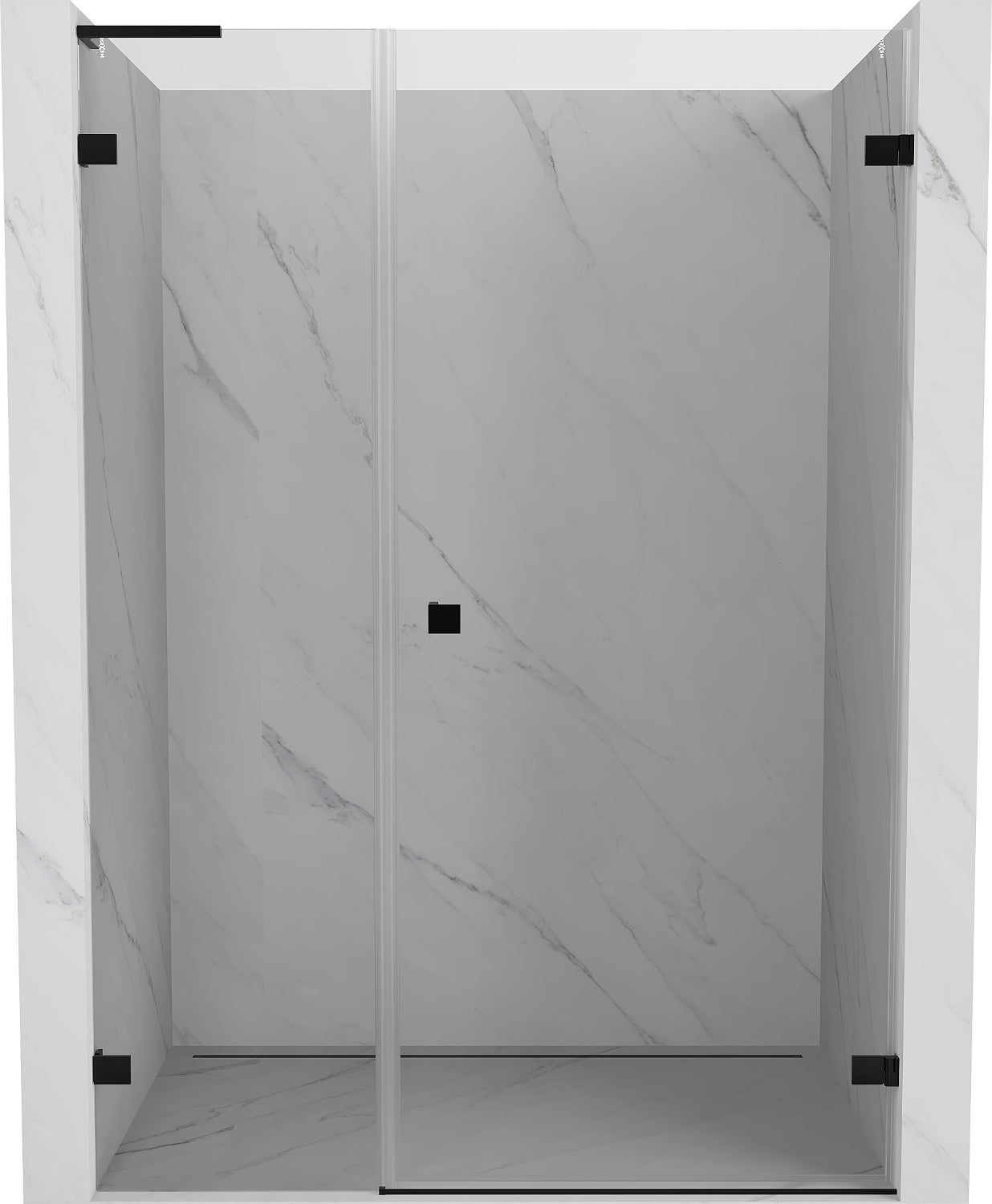 Mexen Lunar-B L drzwi prysznicowe uchylne prawe 135 cm, transparent, czarne - 832SL-135-050-70-00-P