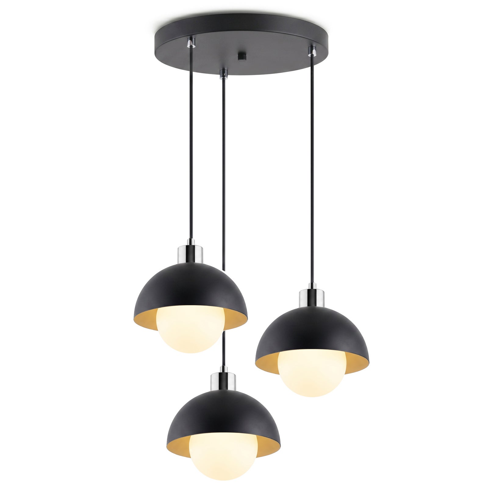 Lampa sufitowa wisząca żyrandol szklane kule czarna chrom nowoczesna 3xg9