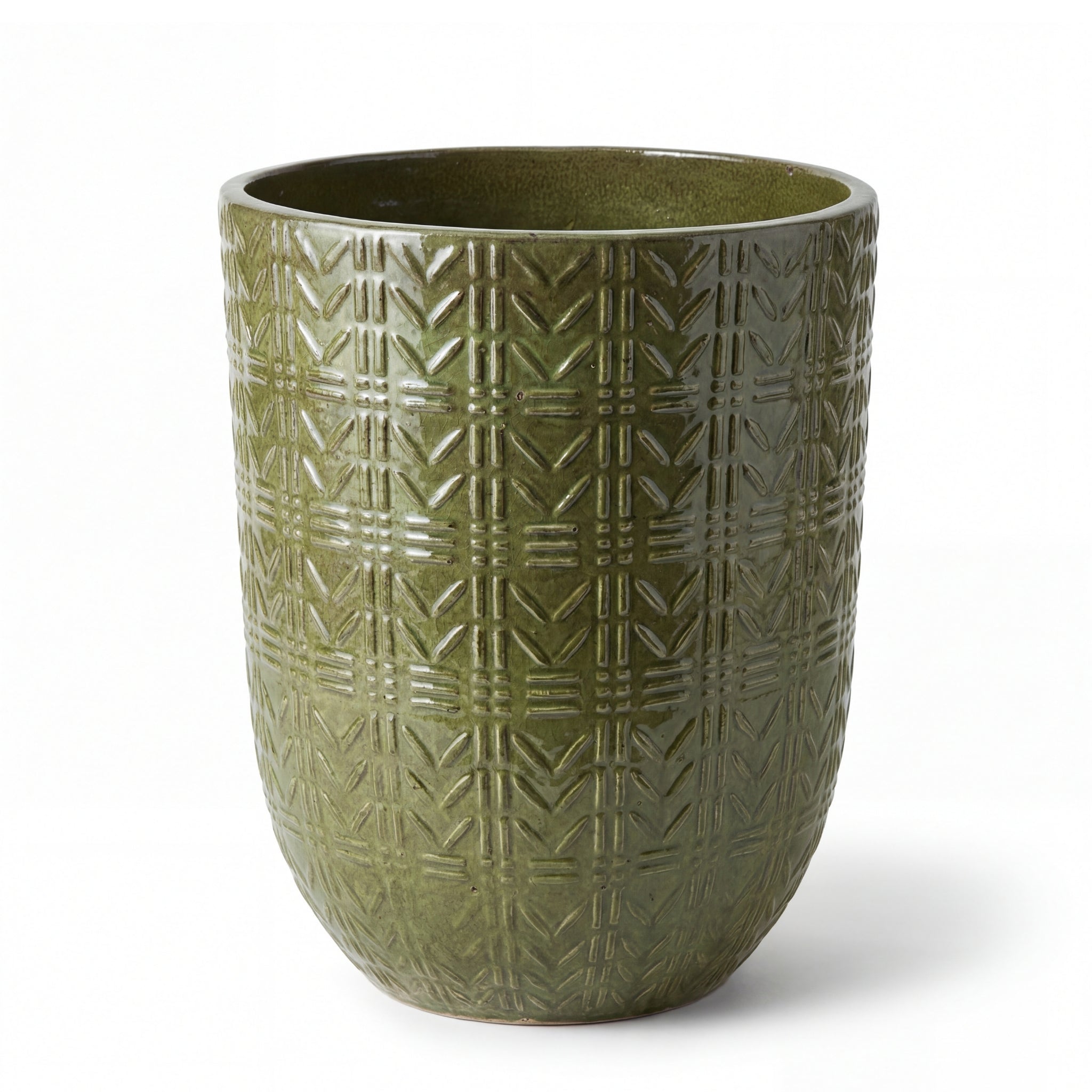 Donica ceramiczna Provencelia MERCURE Zielony, sred.39 x H51 cm, mrozoodporna, rękodzieło, szkliwiona
