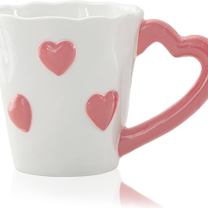 Ceramiczny kubek do kawy w kształcie serca, idealny na meble, prezenty dla par, rocznice, śluby, różowy