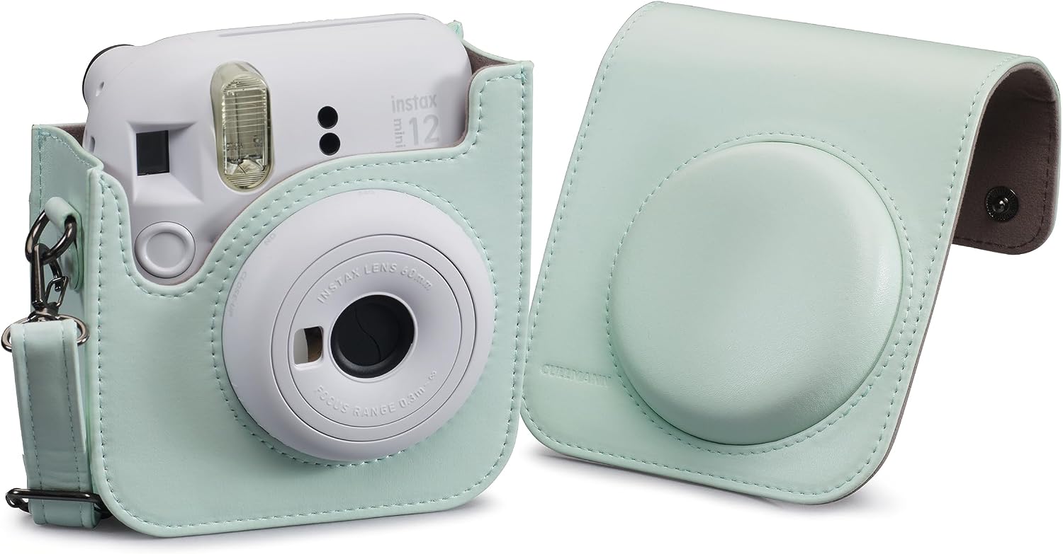 Zielona - Torba na aparat Instax Mini 12 i 11 - Ochrona przed brudem i zarysowaniami - Zawsze gotowa do akcji