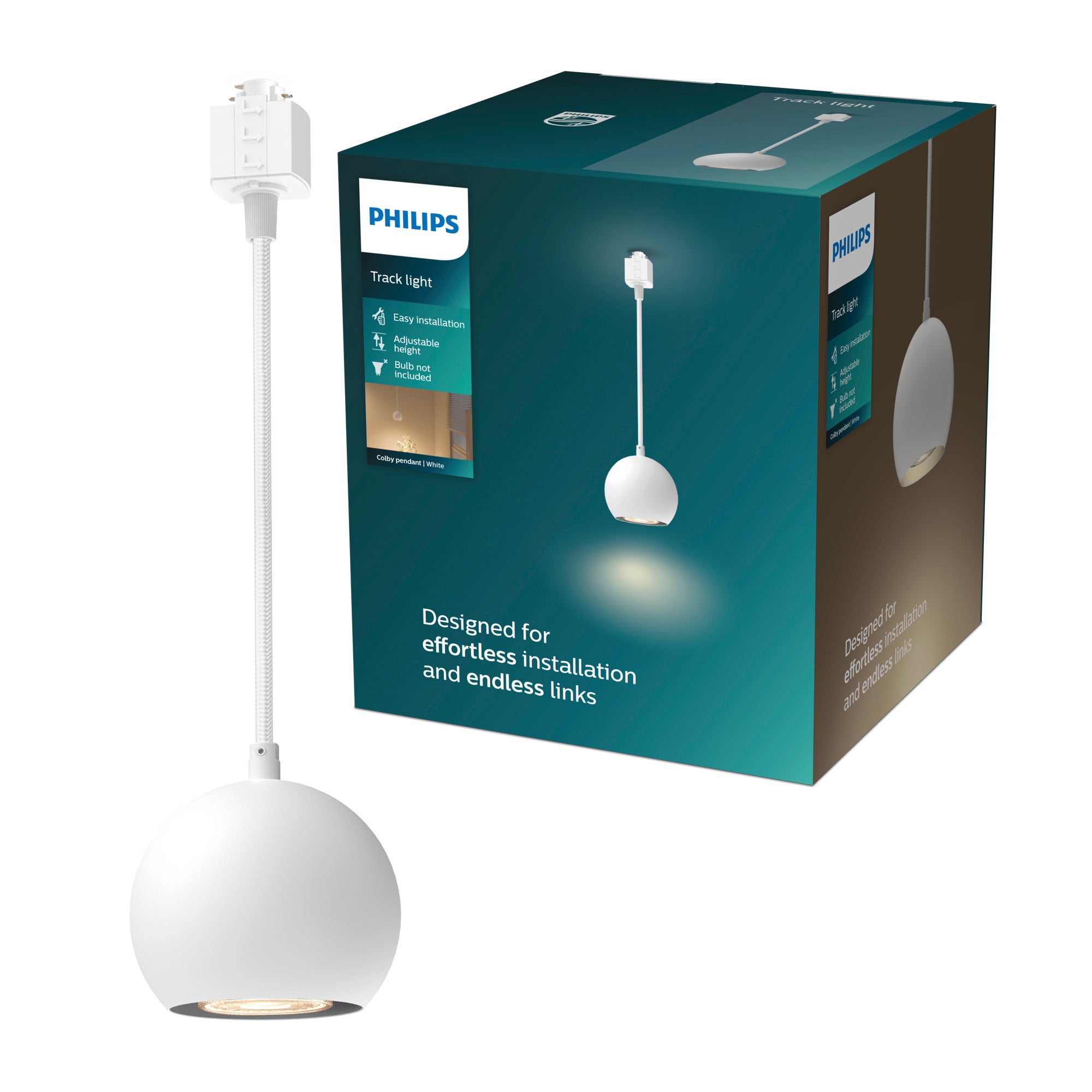 Lampa Wisząca na Szynę Oświetleniową Szynoprzewód LED GU10 Jednofazowa Biała EasyLink Colby Philips