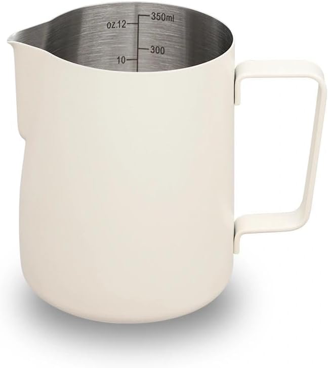 Dzbanek do spieniania mleka ze stali nierdzewnej o pojemności 350 ml – Dzbanek do cappuccino, latte art, ekspresu do kawy, spieniacza do mleka, filiża