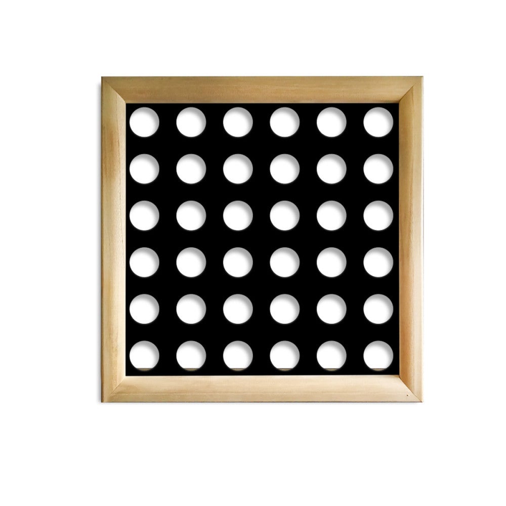 MAŁE OTWORY - Kwadratowe moduły dekoracyjne z drewna i PCV - rozmiar 73x73 cm - grubość 64 mm - kolor wewnętrzny CZARNY