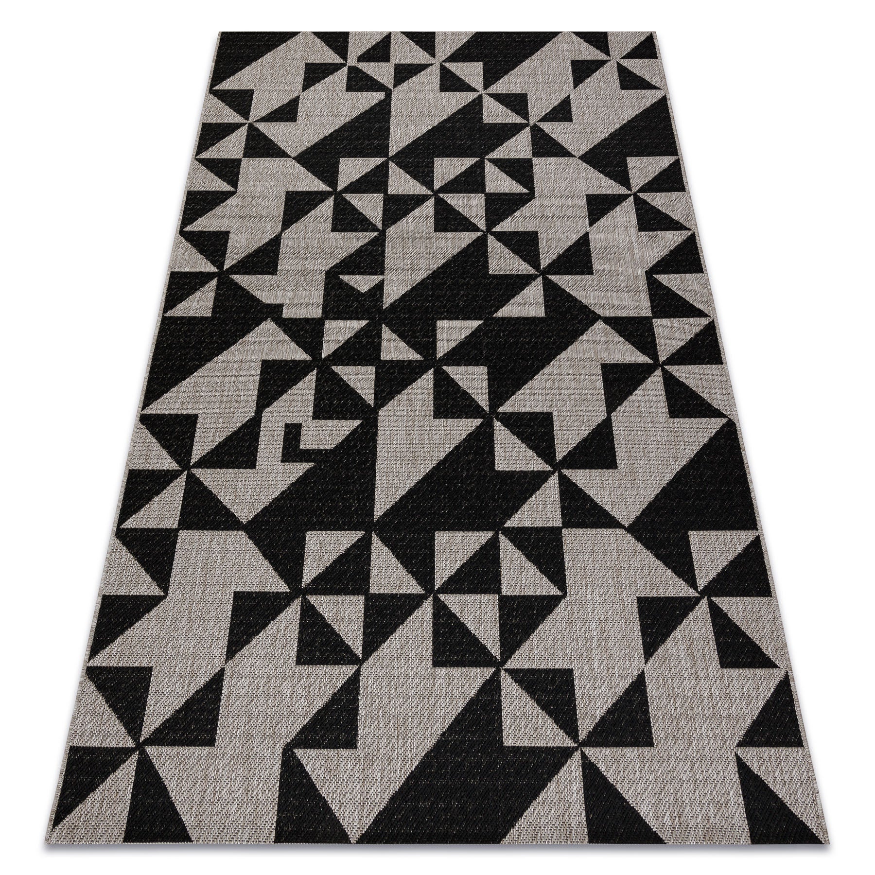 DYWAN SZNURKOWY SIZAL FLOORLUX 20489 silver / black TRÓJKĄTY 60x110 cm