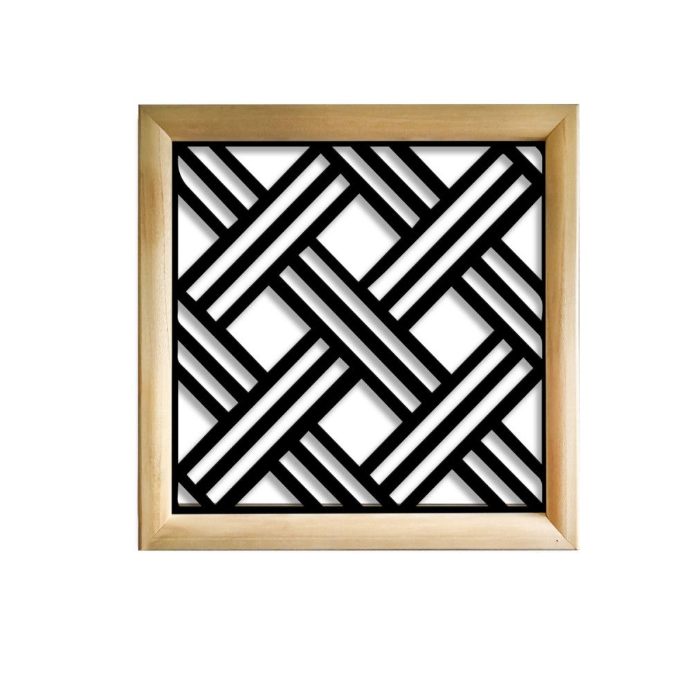 CLASSIC D - Kwadratowe moduły dekoracyjne z drewna i PVC - Rozmiar 73x73 cm - Grubość 64 mm - Kolor wewnętrzny CZARNY