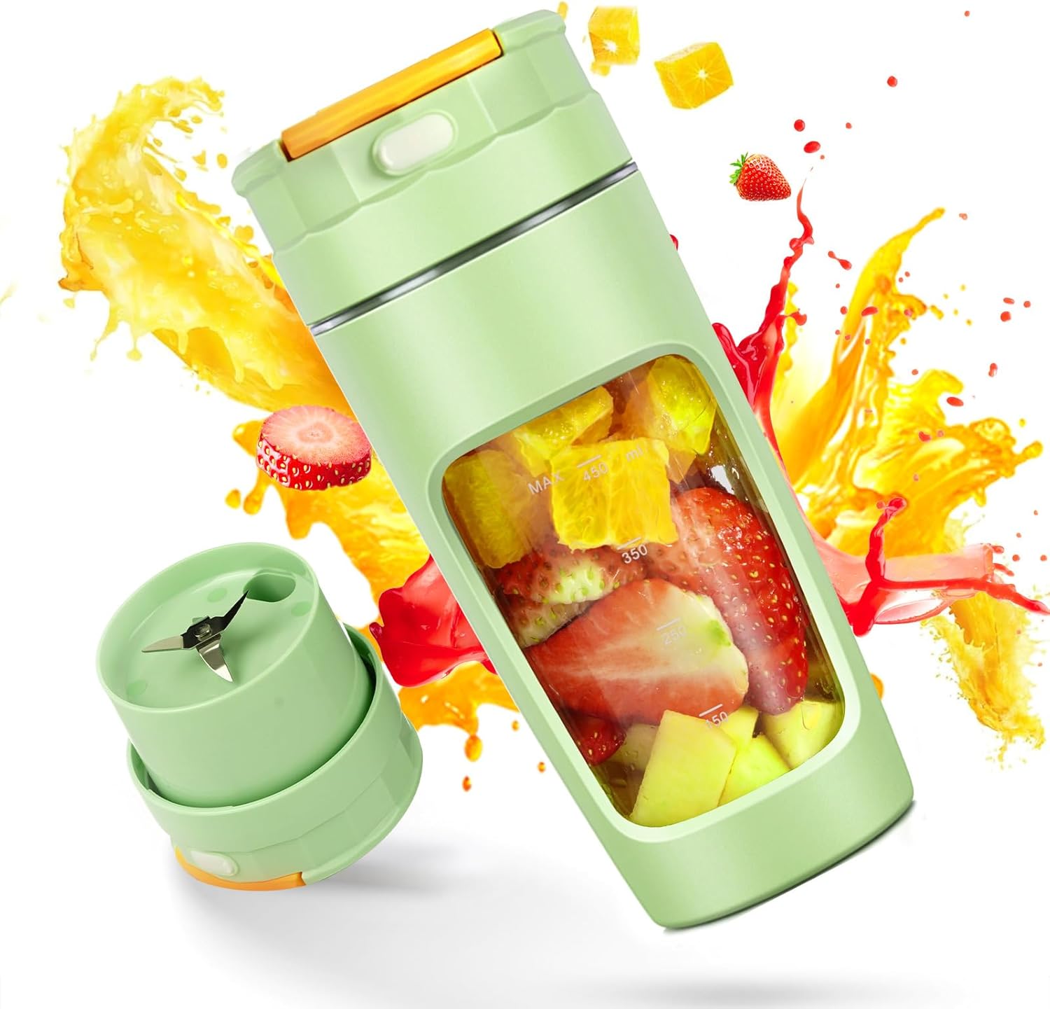 600 ml przenośny kubek blendera – ładowany przez USB – do koktajli mlecznych, smoothie i soków – blender osobisty (zielony)