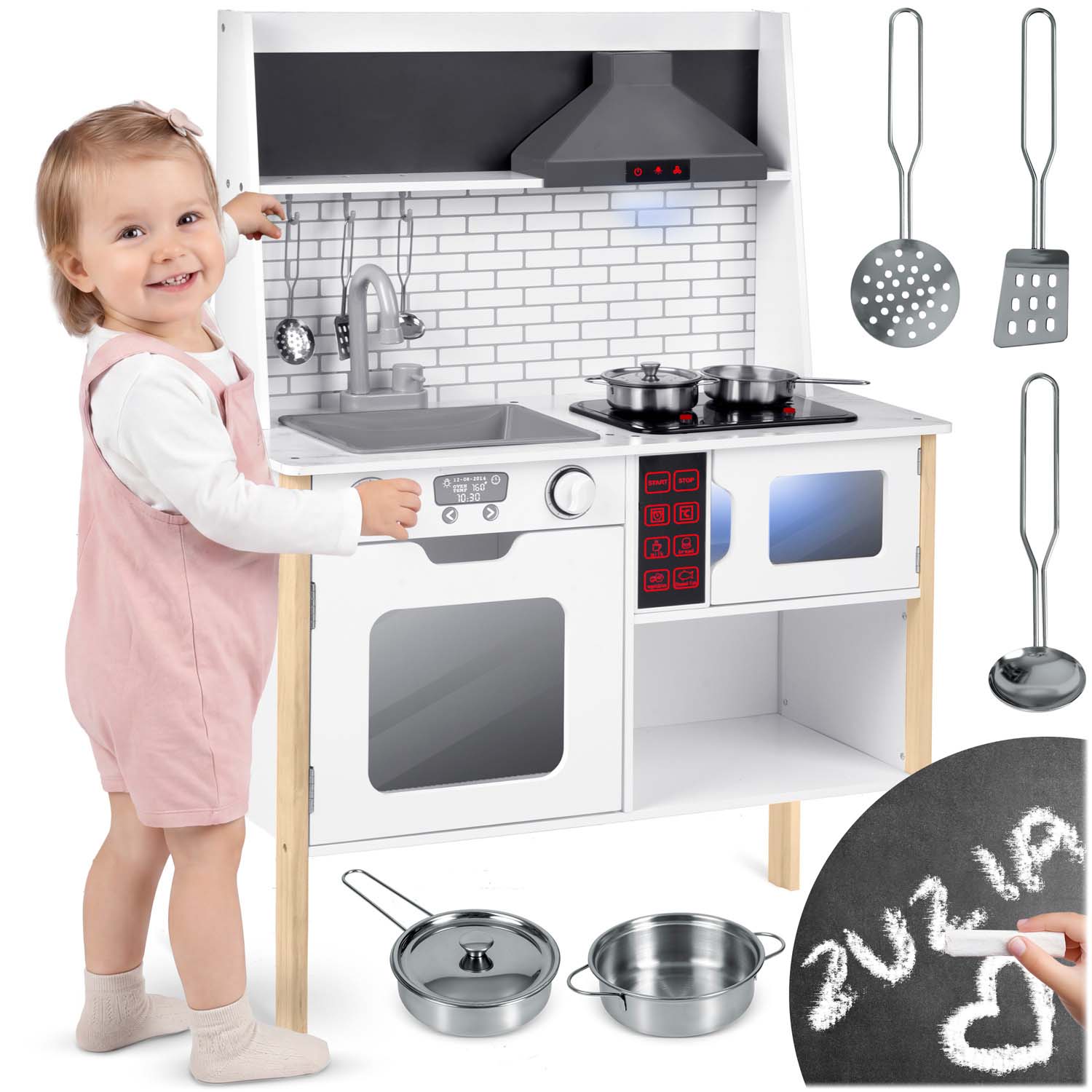 Kuchnia drewniana dla dzieci kuchenka duża akcesoria led interaktywna Ricokids