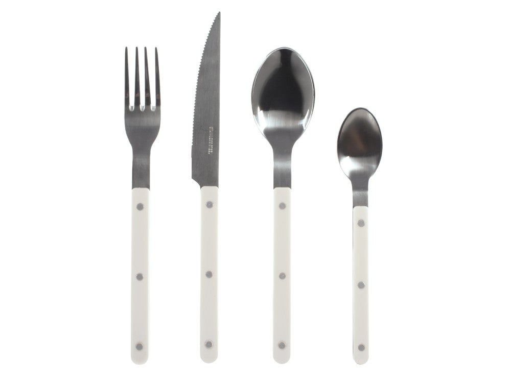 Conjunto de talheres H&H Invictus de 24 peÃ§as em aÃ§o inoxidÃ¡vel com cabo de plÃ¡stico branco