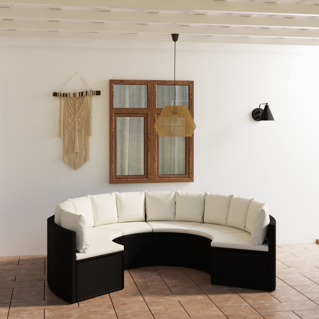 6-częściowa sofa ogrodowa z poduszkami, rattan PE, czarna vidaXL