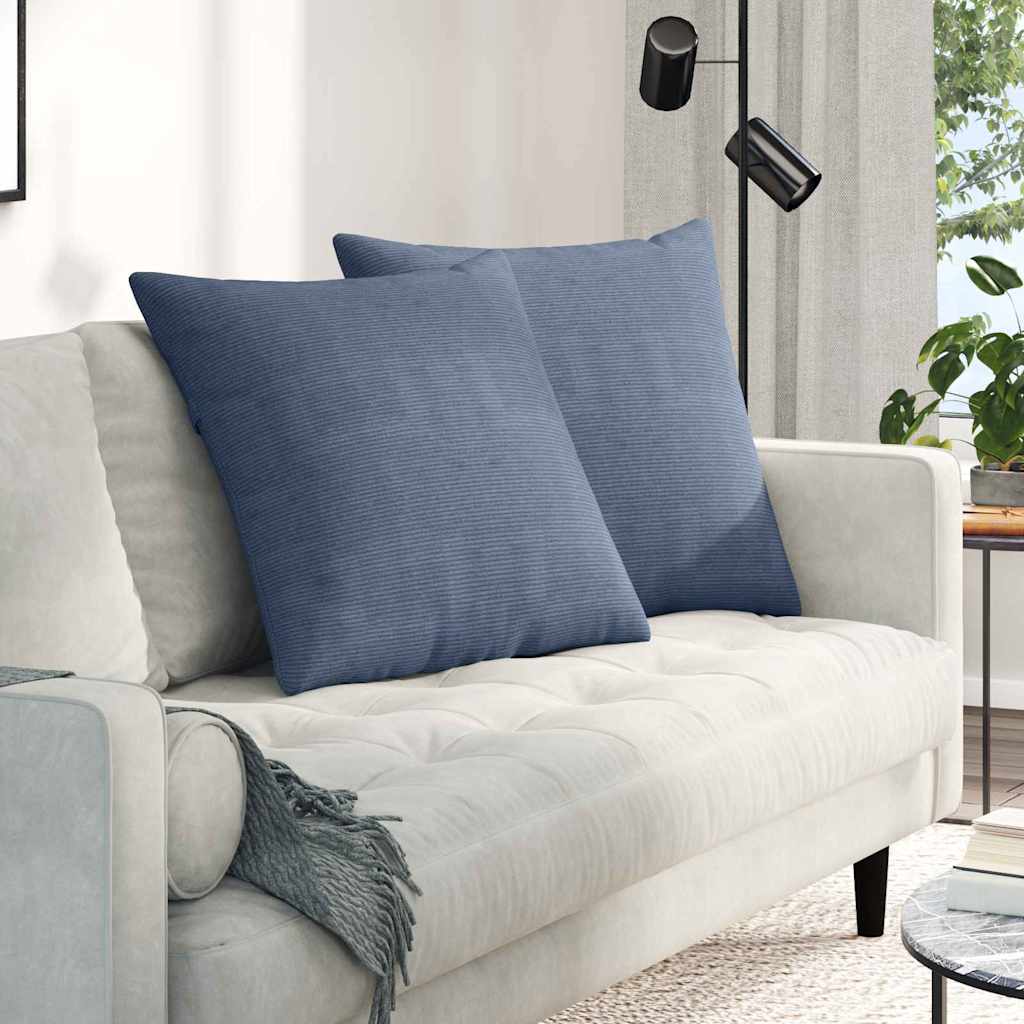 Poduszki na sofę 2 pcs Niebieski 80 x 80 cm Tkanina sztruksowa vidaXL