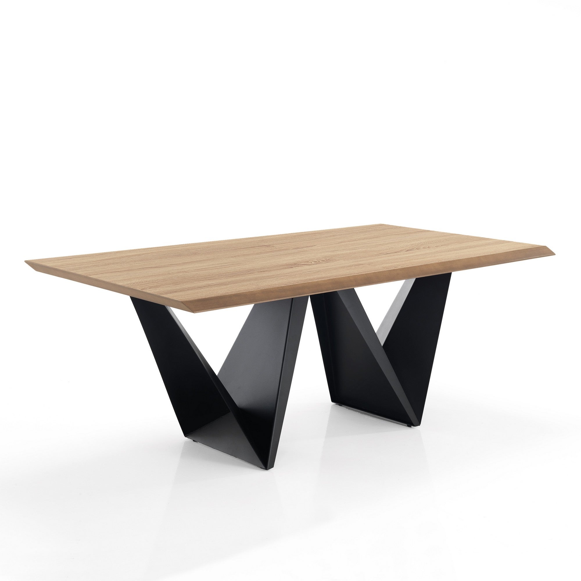 Stół stały CLEFT OAK MDF dąb i konstrukcja metalowa czarna H76 W200 D100 do kuchni