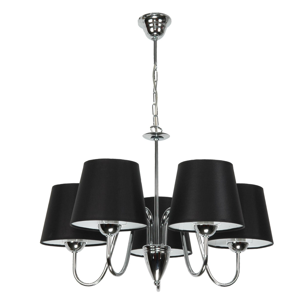 Żyrandol chromowy do sypialni DAGMA NEGRO glamour 60W 5xE27 czarne abażury 55x65cm Edylit