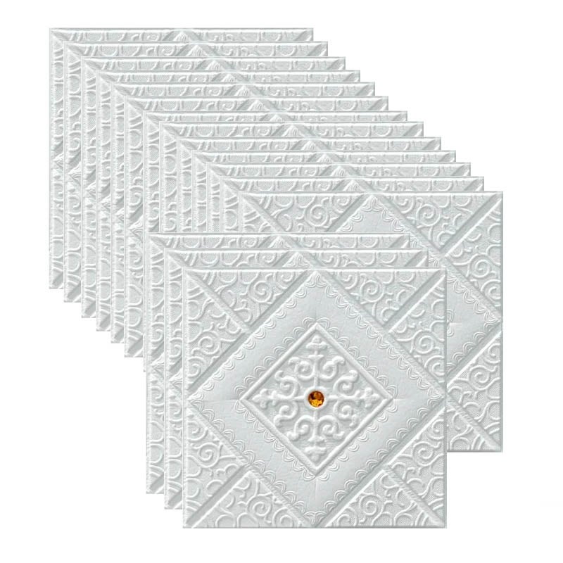 Naklejka ścienna 3D, samoprzylepna tapeta piankowa antykolizyjna, wodoodporna naklejka sufitowa, 16 sztuk, 35x35cm