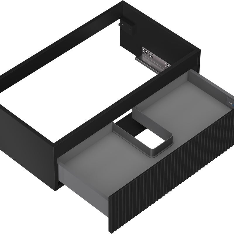 Mexen Rivel szafka łazienkowa podumywalkowa 80 cm, 1 szuflada, ryflowana , czarna mat - 91A20-08023-1-BF71